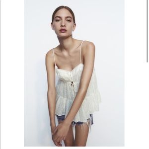 Chemisier Zara Trafaluc à Volants Babydoll - Taille S, Imprimé Vichy Noir Et Blanc, Sans Manches